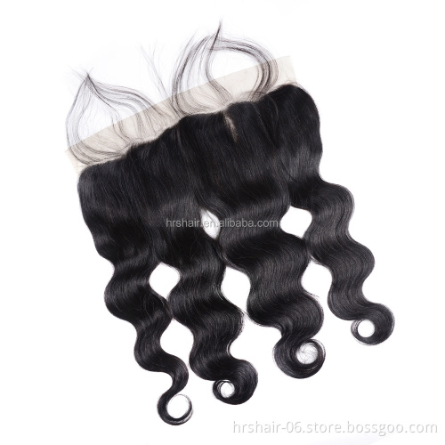 human hair wigs cuticle aligned Indian human hair black body wave 13x4 closure